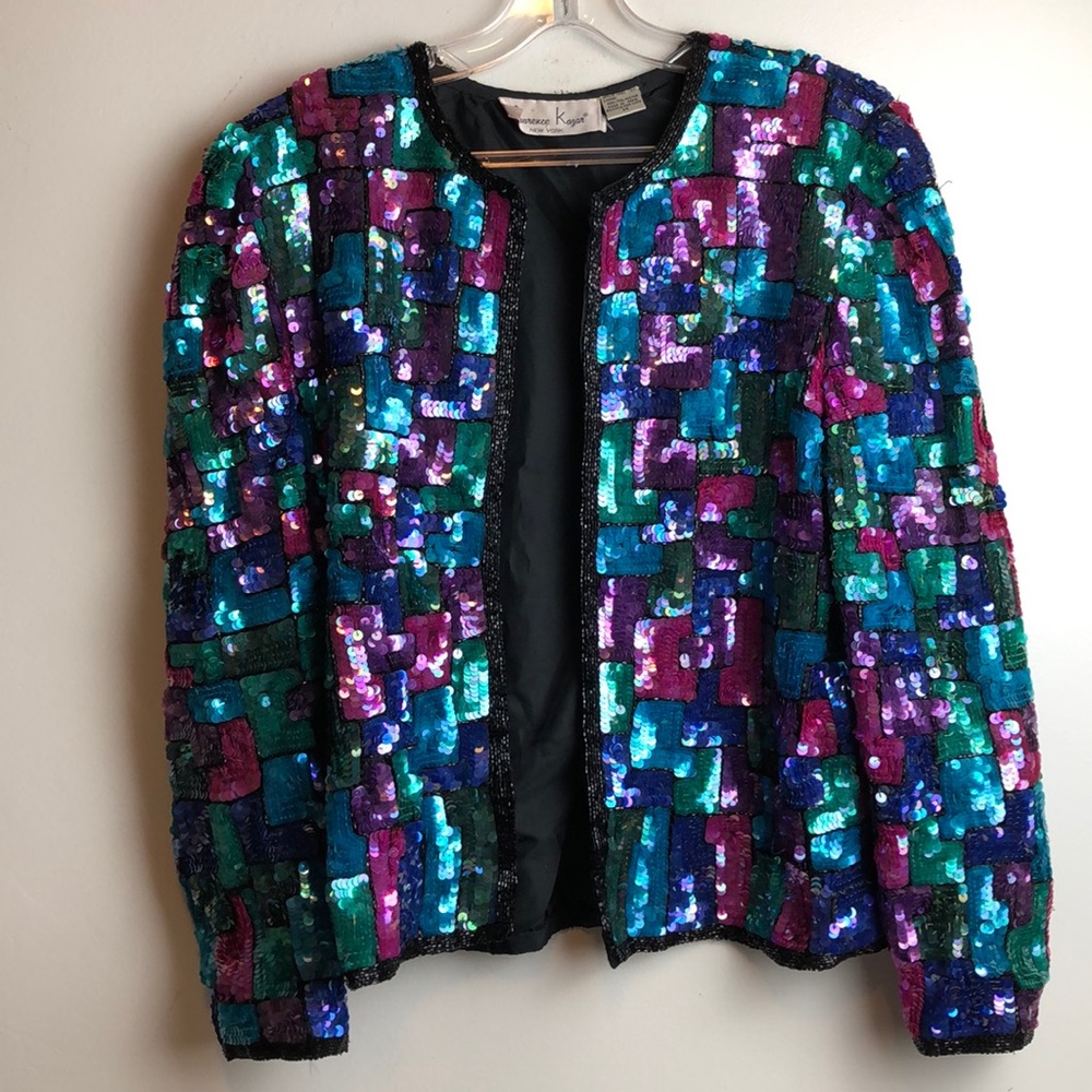 Stunning vintage beaded sequined Kazar jacket med